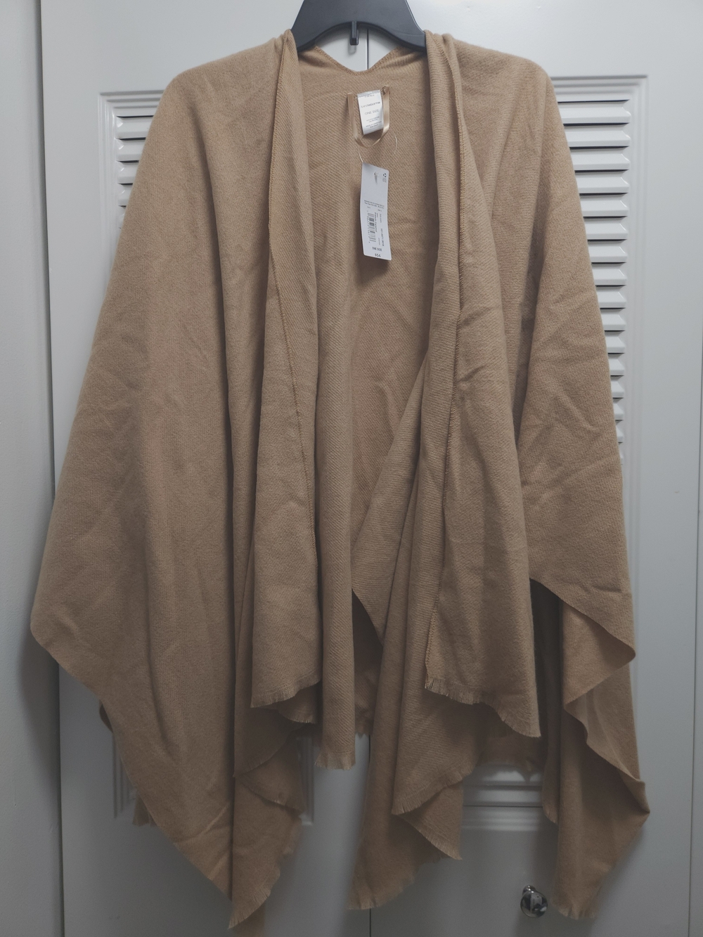 Liz Claiborne French Caramel Open Front Ruana Wrap Poncho Shawl One Size NWT